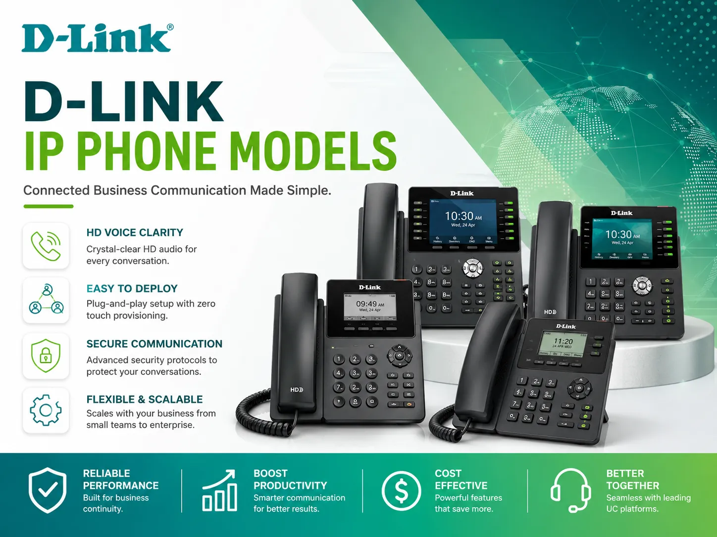 D-Link IP phone models for office VoIP communication