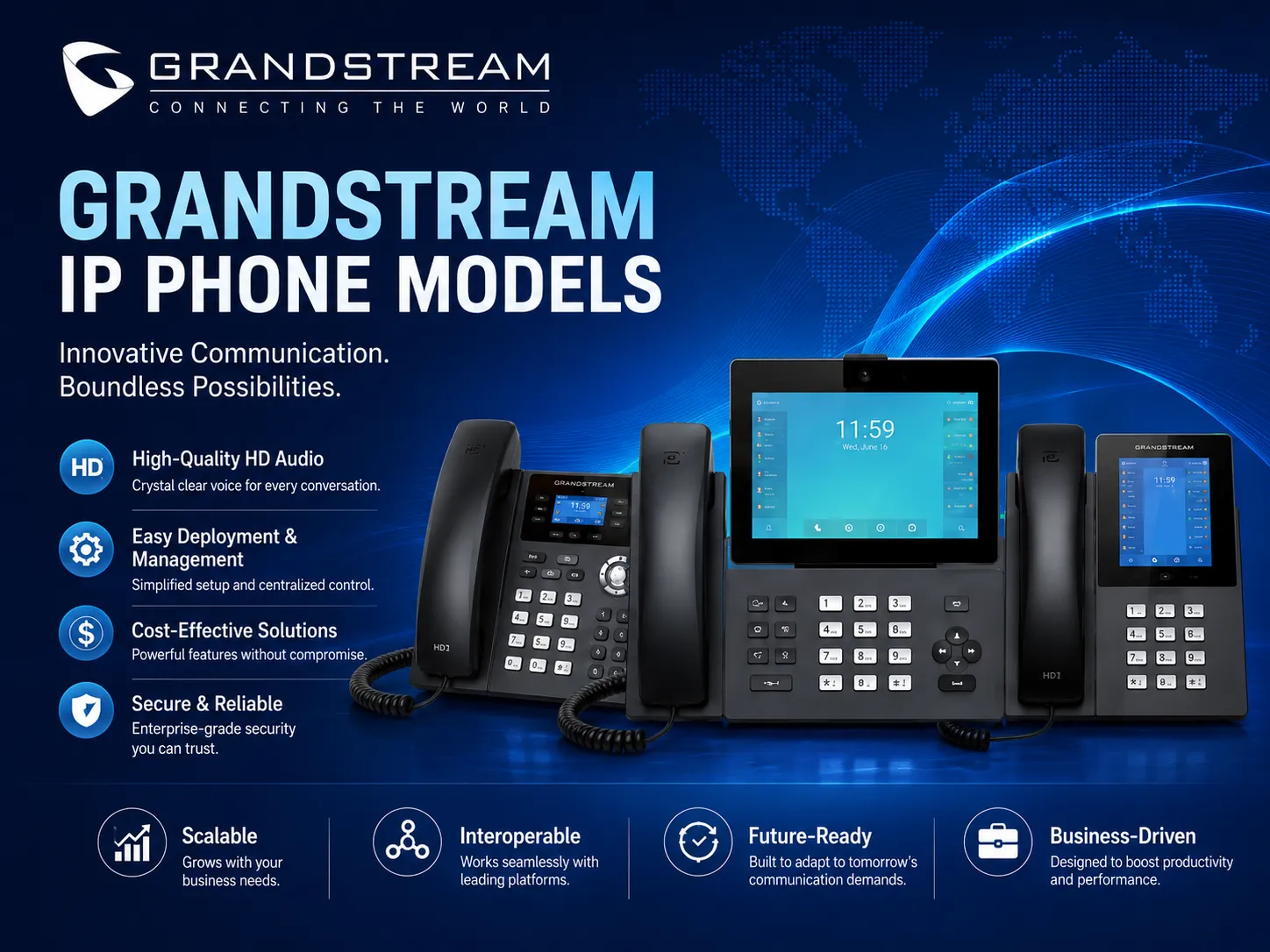 Grandstream IP phone models for business VoIP projects