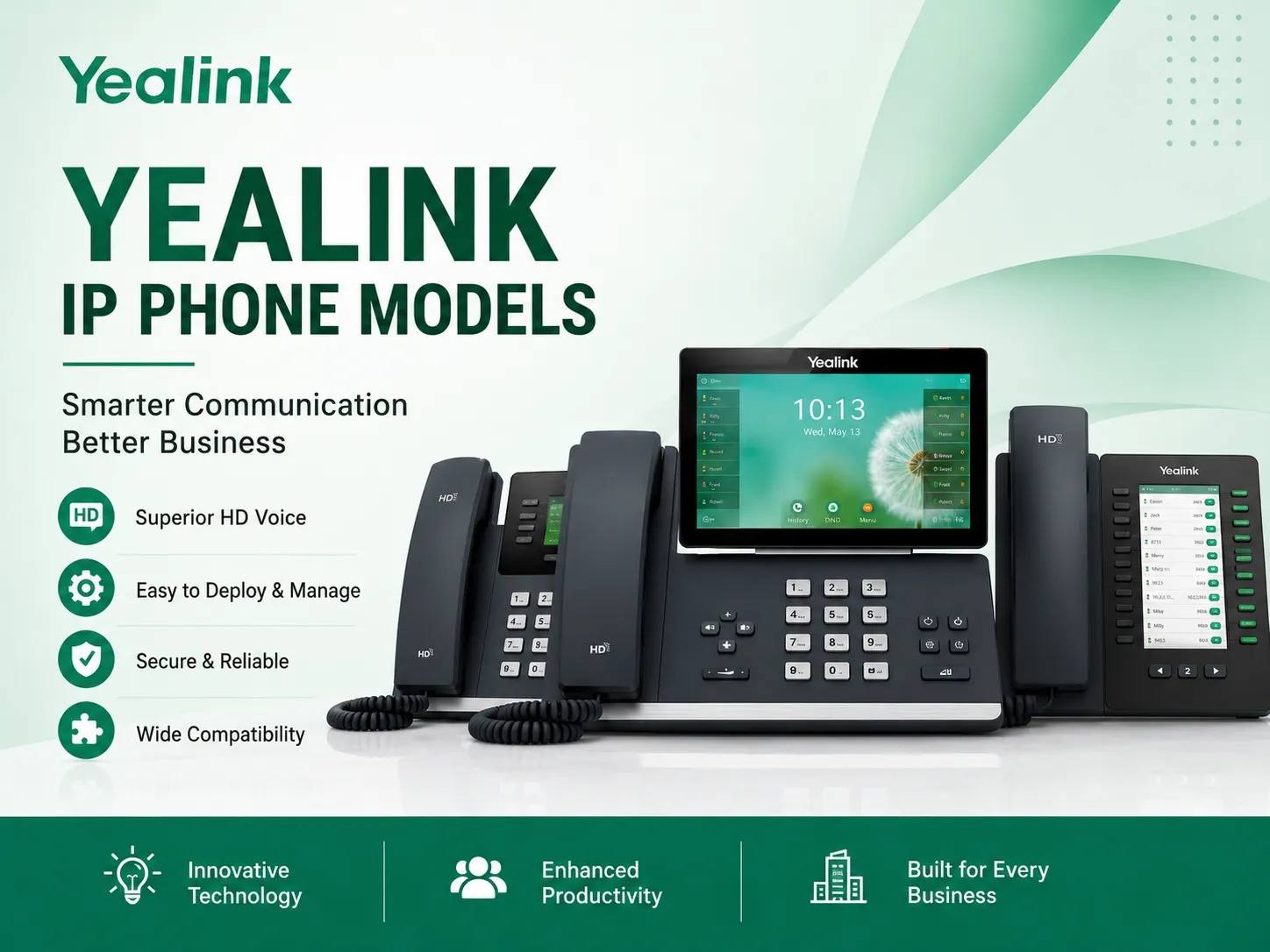 Yealink IP phone models for office and cloud PBX users